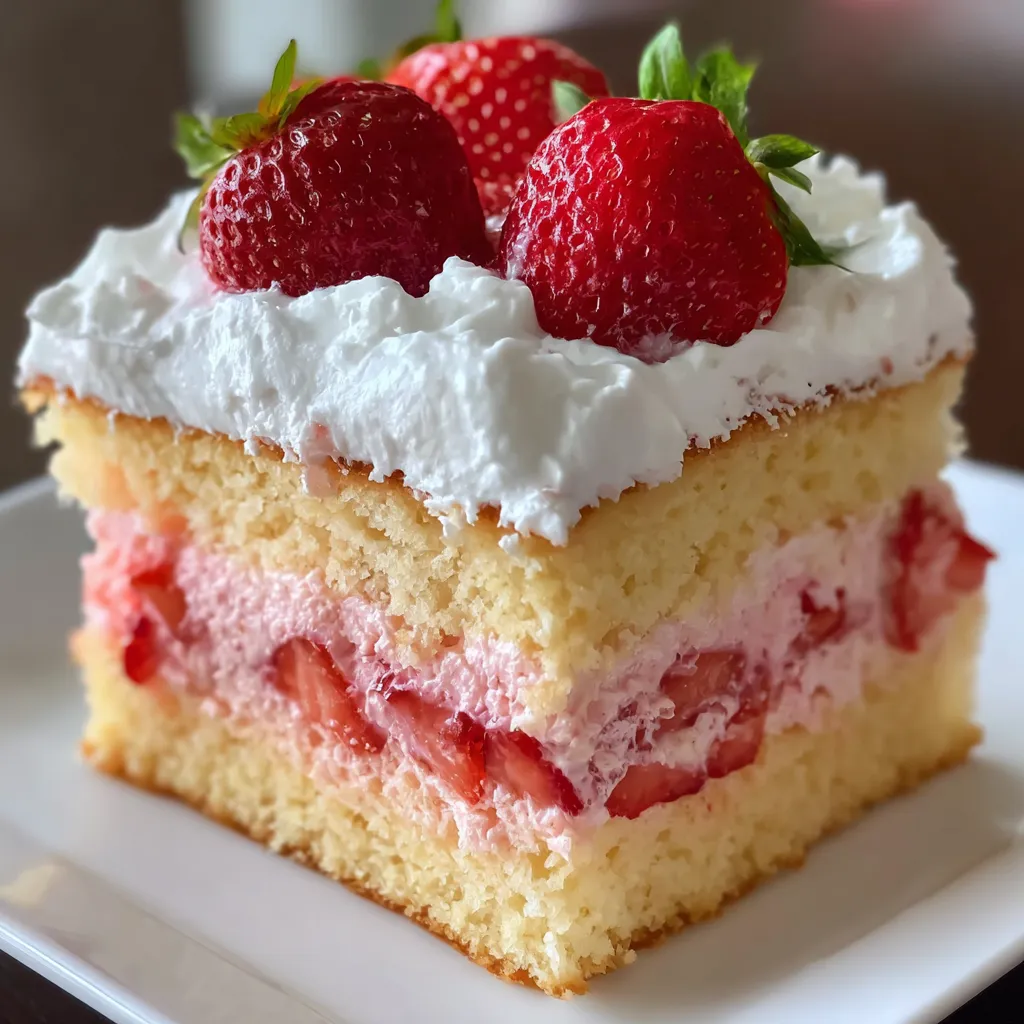 Fluffy Strawberry Cloud Cake with Fresh Berry Layers and Whipped Cream - tertiary view